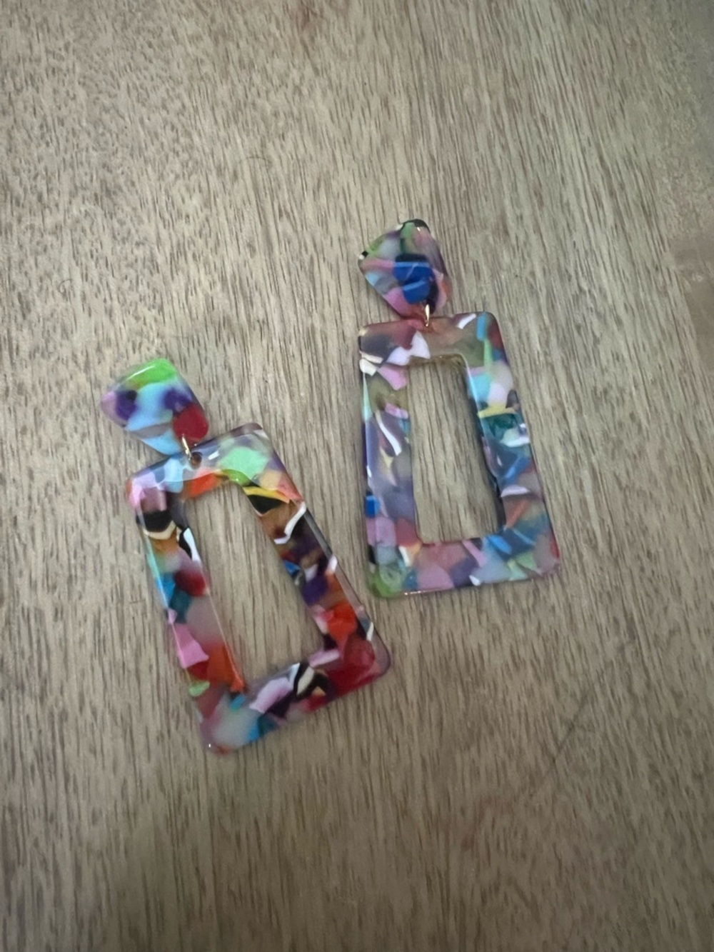 Colorful Confetti Acrylic Rectangle Drop Earrings